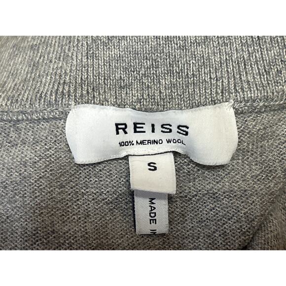 Reiss Men's Gray Merino Wool 1/4 Zip Long Sleeve Pullover Sweater Top Size S - Picture 3 of 4